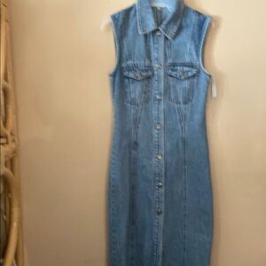 Fashion Nova Blue denim maxi Sleeveless Sheath Dress